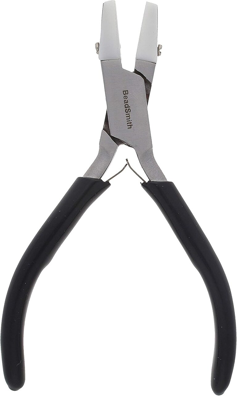 The Beadsmith Double Nylon Jaw Chain Nose Pliers, 4.75 inches (120mm), Black PVC Comfort Grip Handle, with Double Leaf Spring, protects wire when bending and looping